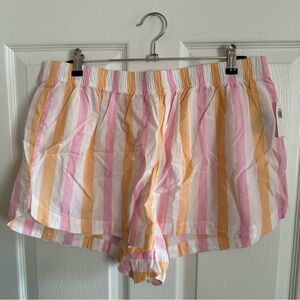 Old Navy NWT Pink Orange White Striped Pajama PJ Shorts. Size Large.